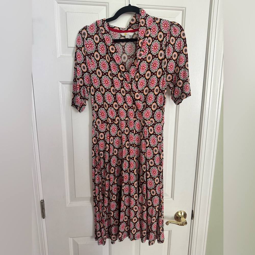 Boden Fixed Wrap Jersey Dress Black Opulent Daisy